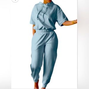 Two piece blue hooded outfit size Medium
